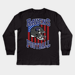 Retro Ravens Football Kids Long Sleeve T-Shirt